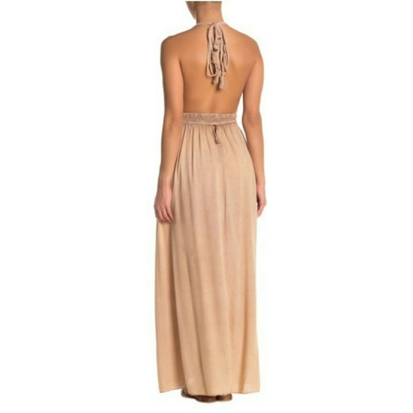 *SOLD* BOHO ME // nude halter plunge keyhole maxi - Picture 2 of 4